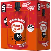 moogurt suckies kids probiotic yoghurt pouches strawberry