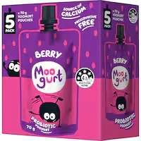 moogurt suckies kids probiotic yoghurt pouches berry